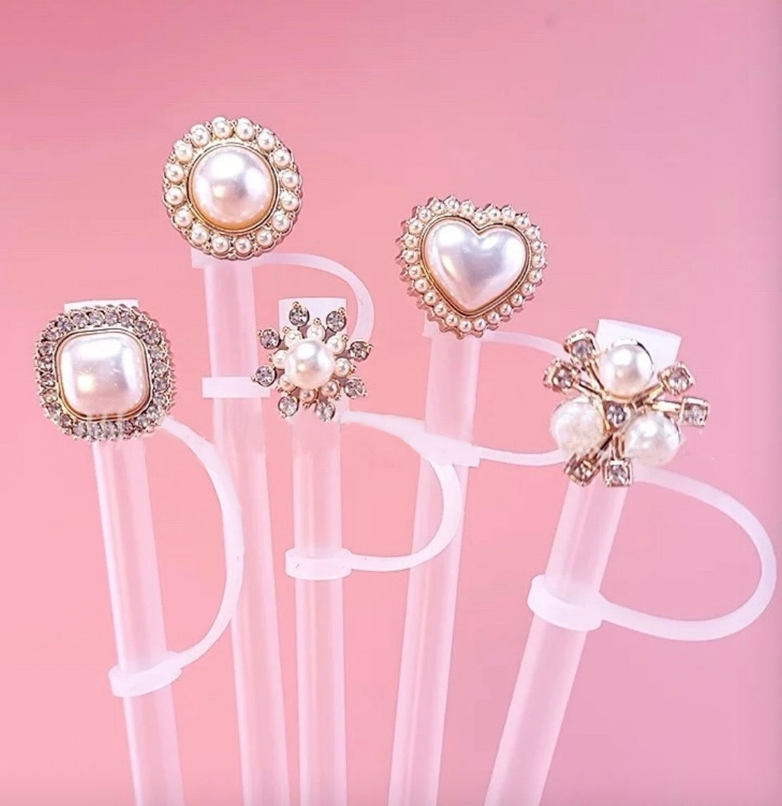 Glam Pearl Straw Charm Set (5PCs)